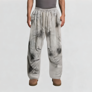 Straight-leg dirty-washed hip-hop oversized sweatpants