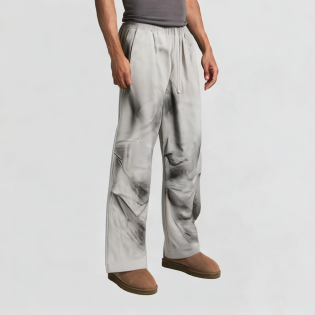 Straight-leg dirty-washed hip-hop oversized sweatpants